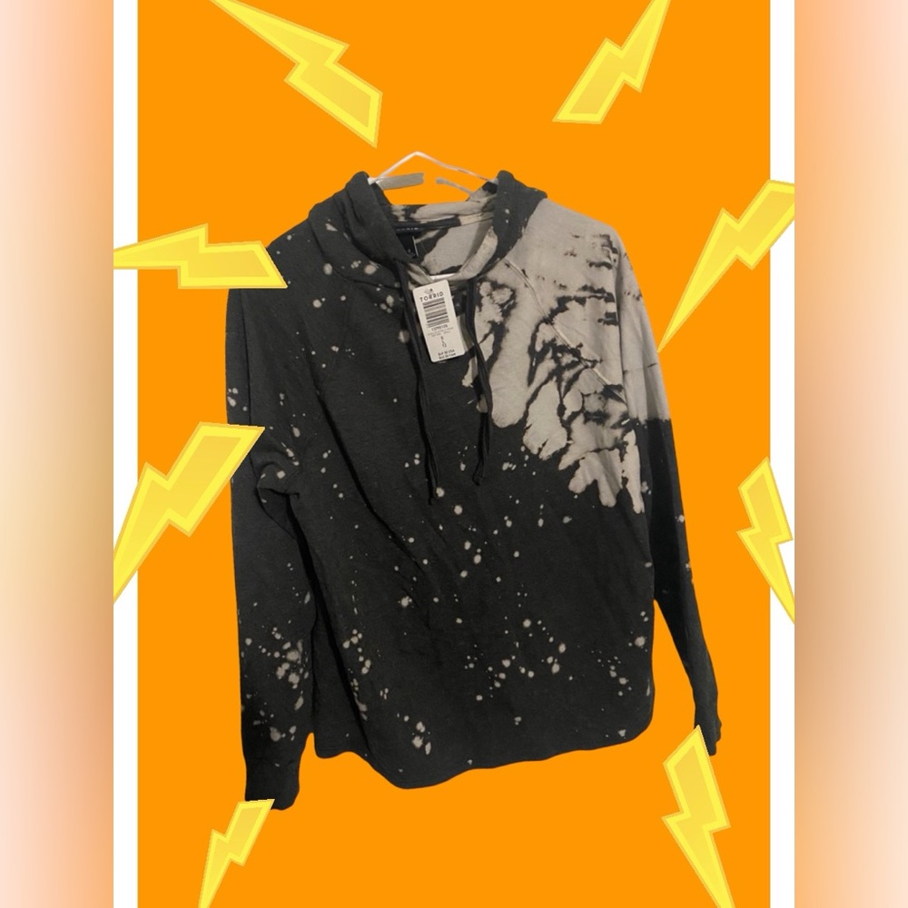 Black bleach pullover hoodie